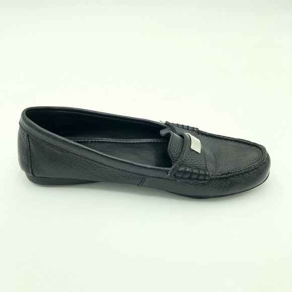 Black Coach Fredrica Pebble Grain Leather Driving Loafer Flats Size 10 - Picture 8 of 12